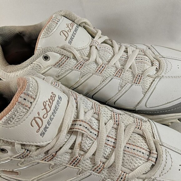 Skechers D'Lites 11 US Women Leather Sneakers Shoes White Pink Silver 11587 WGOR - Picture 6 of 15